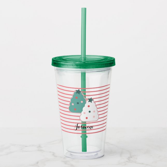 Vaso Acrílico Monograma Personalizado de cookies de árbol de Nav (Anverso)