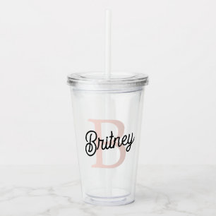 Vaso Acrílico Monograma personalizado moderno y nombre Pastel ro