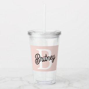 Vaso Acrílico Monograma personalizado moderno y nombre Pastel ro