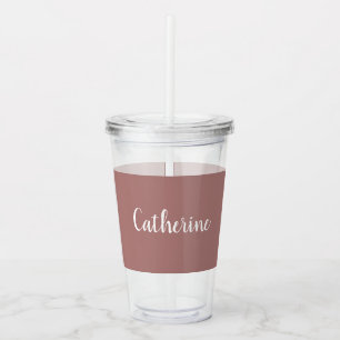 Vaso Acrílico Monograma personalizado, rosa rosa rosa rosado pol