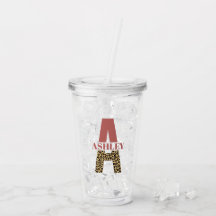 Monograma personalizado Una huella de leopardo ros