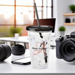 Vaso Acrílico Monograma personalizado y nombre personalizado