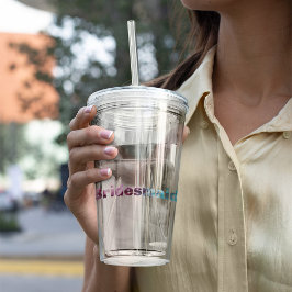 Vaso Acrílico Monograma rosa y Verde azulado con textura para la