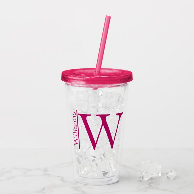 Vaso Acrílico Monograma simple personalizado (Reverso (hielo))