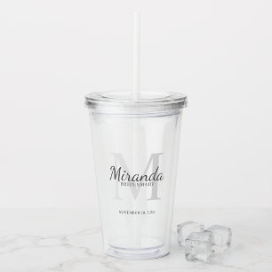 Vaso Acrílico Monograma y nombre de la dama de honor personaliza