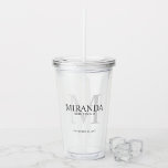 Vaso Acrílico Monograma y nombre de la dama de honor personaliza<br><div class="desc">Los regalos personalizados de Bridesmaids presentan el nombre personalizado de la dama de honor en el estilo de fuente serif clásico gris y monograma en gris claro como fondo con título y fecha boda en estilo de fuente serif clásico gris. También perfecto para la empleada de honor, la niña flor,...</div>