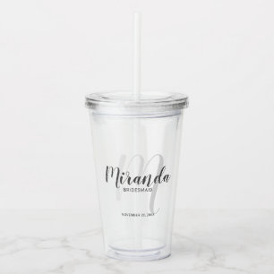 Vaso Acrílico Monograma y nombre de la dama de honor personaliza