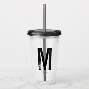 Vaso Acrílico Monograma y nombre en negrita personalizados moder
