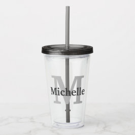 Vaso Acrílico Monograma Y Nombre Personalizados