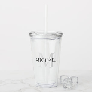 Vaso Acrílico Monograma y nombre personalizados clásicos