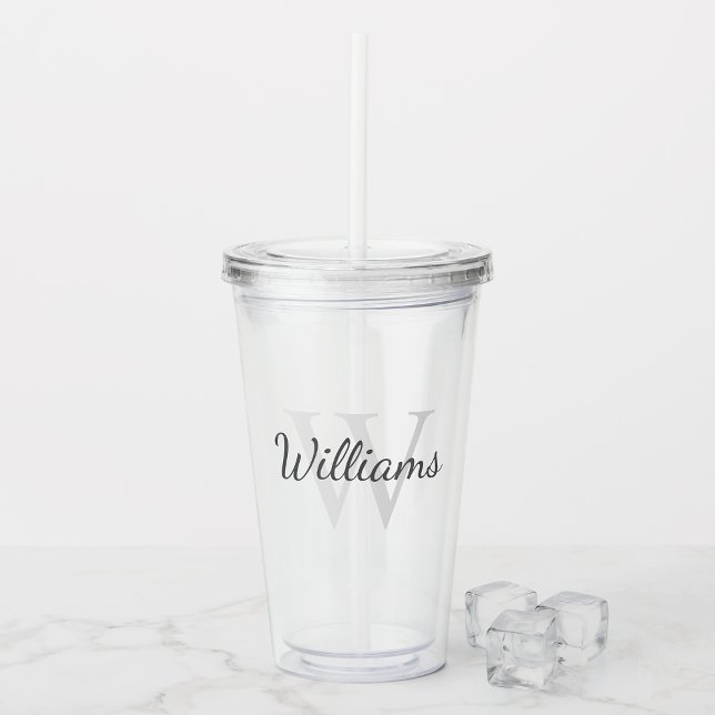 Vaso Acrílico Monograma y nombre personalizados clásicos (Subido por el creador)