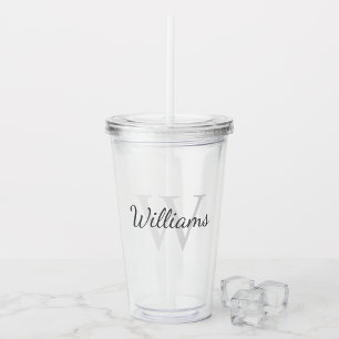 Vaso Acrílico Monograma y nombre personalizados clásicos