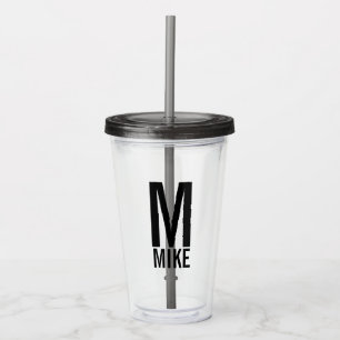 Vaso Acrílico Monograma y nombre personalizados modernos