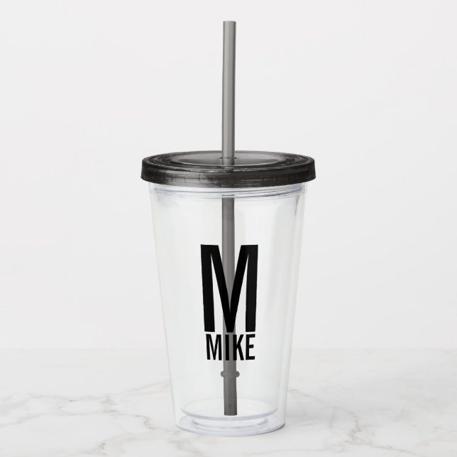 Vaso Acrílico Monograma y nombre personalizados modernos (Anverso)