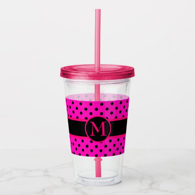 Vaso Acrílico Monograma y puntos de polka (Anverso)