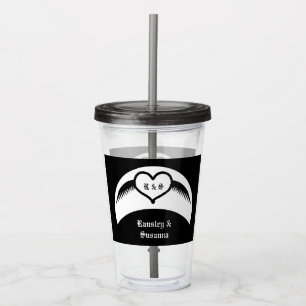 Vaso Acrílico Monogramado Boda gótico Personalizado del corazón 