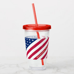 Vaso Acrílico Monogramado Personalizado de tiras de bandera esta