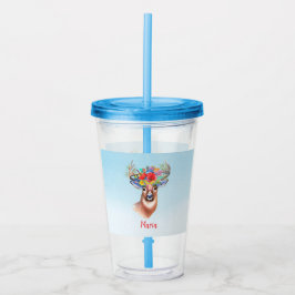 Vaso Acrílico Monogrammed Boho Deer