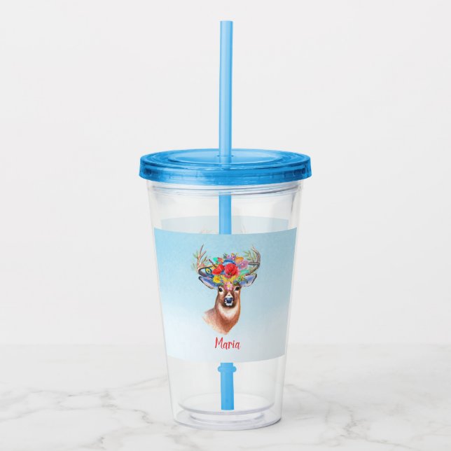 Vaso Acrílico Monogrammed Boho Deer (Anverso)