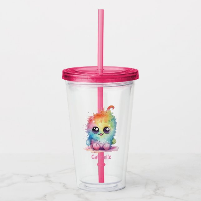 Vaso Acrílico Monstruo de color de arcoiris personalizado (Anverso)
