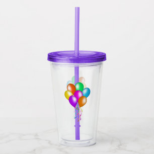 Vaso Acrílico Montón de brillantes globos vibrantes Streamers co