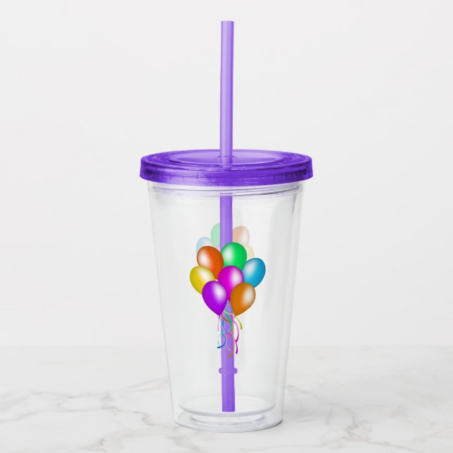 Vaso Acrílico Montón de brillantes globos vibrantes Streamers co (Anverso)