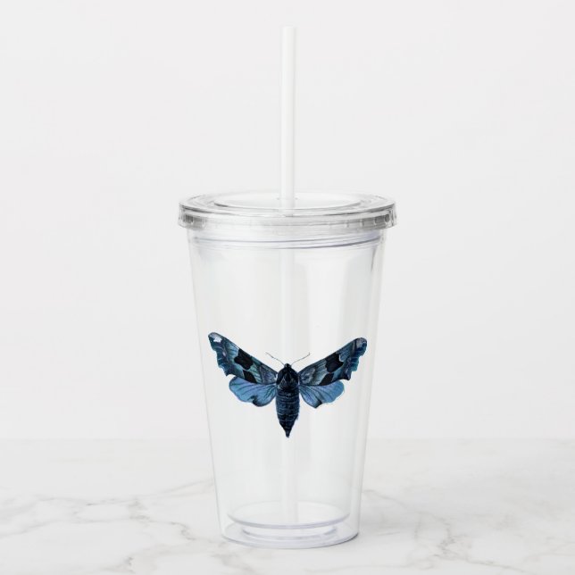 Vaso Acrílico Moto de cosecha azul de la marina (Anverso)