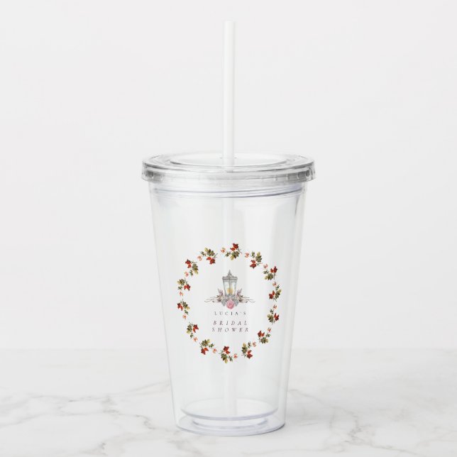 Vaso Acrílico Muestra de flores rústicas Rosas y linterna para d (Anverso)