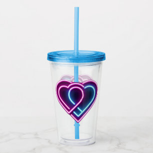 Vaso Acrílico Mugre El día de San Valentín de corazón rosa/azul