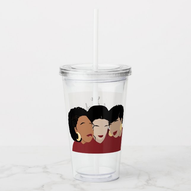 Vaso Acrílico Mujeres negras, hermanas amigas (Anverso)