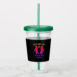 Vaso Acrílico Multicolor negro - marqúeme con etiqueta adentro