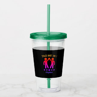 Vaso Acrílico Multicolor negro - marqúeme con etiqueta adentro