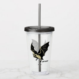 Vaso Acrílico Murciélago Negro Volador Personalizado