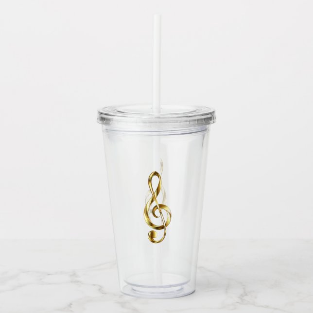 Vaso Acrílico Música de Clef de Triplete de Oro (Anverso)