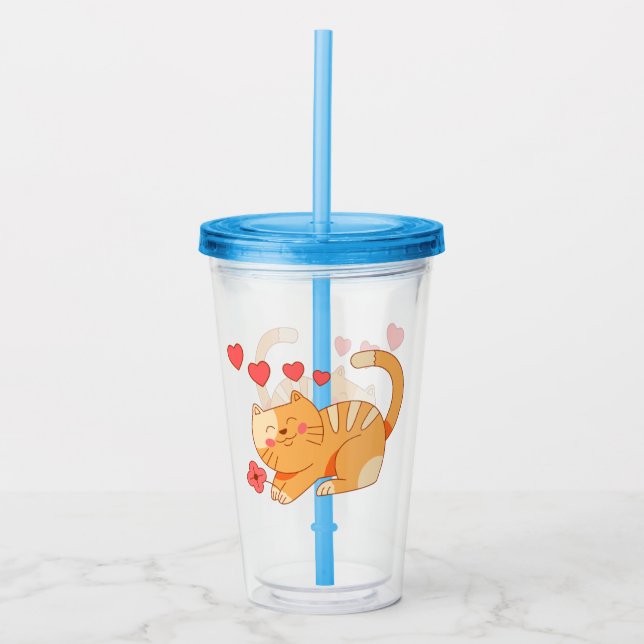 Vaso Acrílico Naranja Amante De La Cuta Tabby Kitten (Anverso)