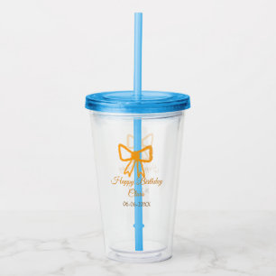 Vaso Acrílico Naranja amarillo arco acuarela retro feliz cumplea