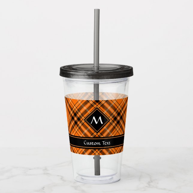 Vaso Acrílico Naranja de Halloween Tartan (Anverso)