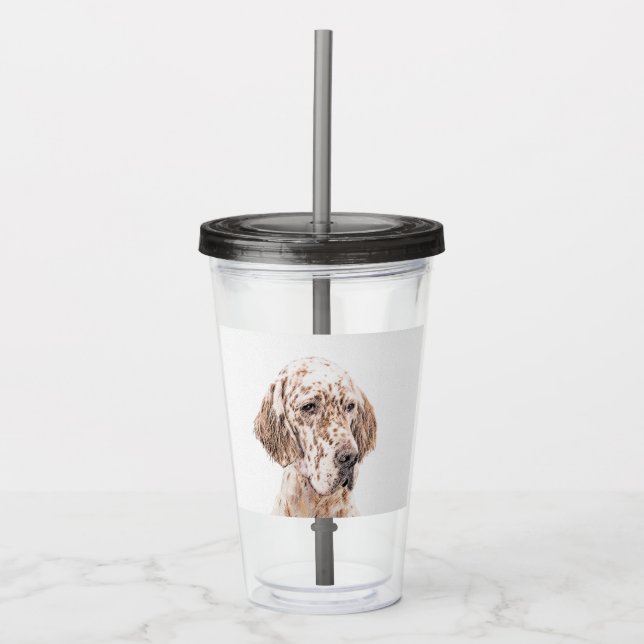 Vaso Acrílico Naranja de Inglaterra Belton Pintura de Perro Arte (Anverso)