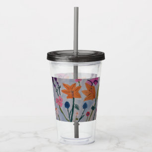 Vaso Acrílico Naranja Lilies
