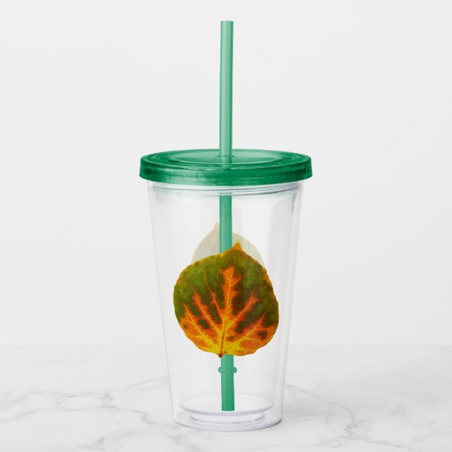Vaso Acrílico Naranja verde y hoja de aluminio amarillo #1 (Anverso)