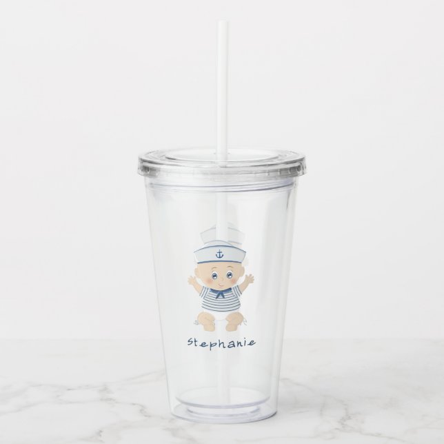 Vaso Acrílico Nautical Baby Boy Baby Shower (Anverso)