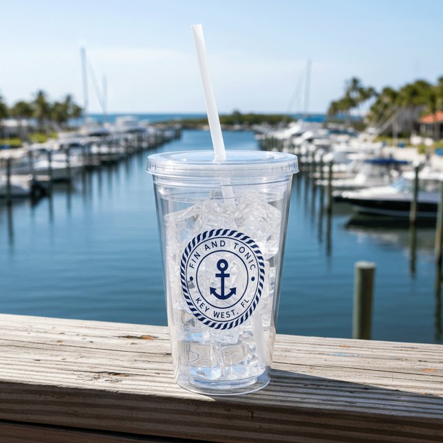 Vaso Acrílico Nautical Navy Blue Anchor Nombre del barco (Subido por el creador)