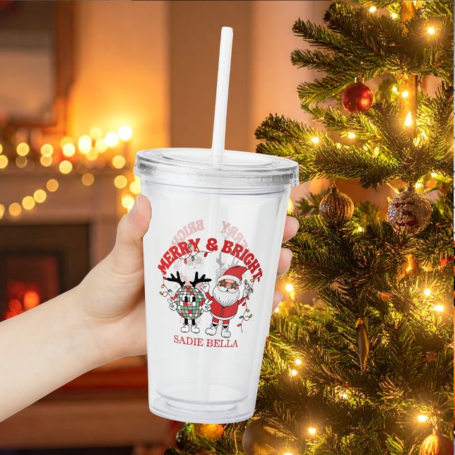 Vaso Acrílico Navidad Retro Alegre y Brillante (Subido por el creador)