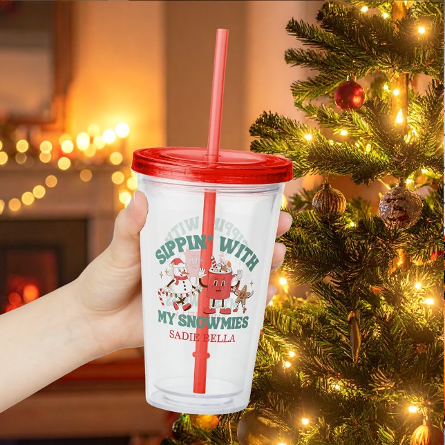 Vaso Acrílico Navidad Retro Relajante Con Mis Amigos de Nieve (Subido por el creador)