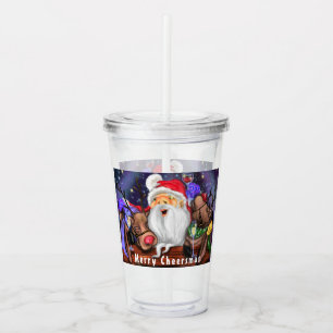 Vaso Acrílico Navidades Arityler Tumbler Santa y los renos diver