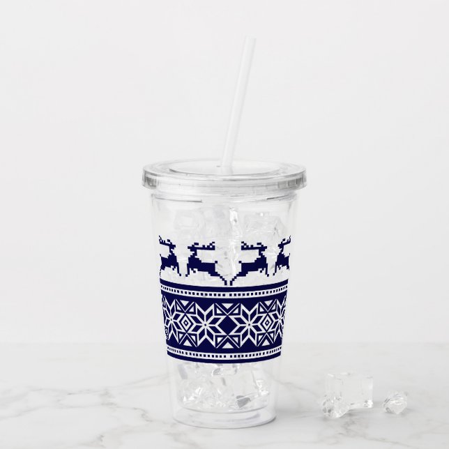 Vaso Acrílico Navidades, azul y blanco escandinavo (Reverso (hielo))