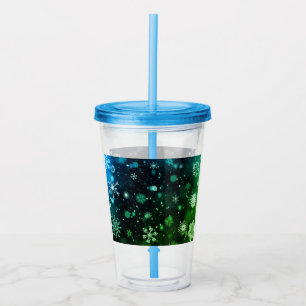 Vaso Acrílico navidades azules/copos de nieve de invierno