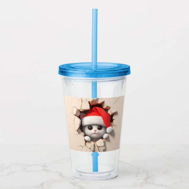 Vaso Acrílico Navidades Cat 3D (Anverso)