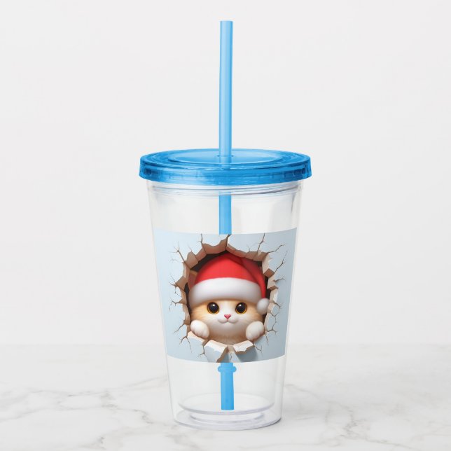 Vaso Acrílico Navidades Cat 3D (Anverso)