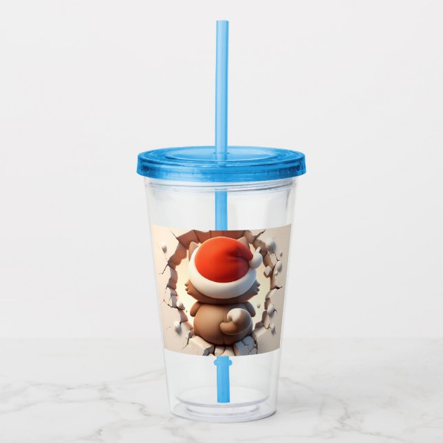 Vaso Acrílico Navidades Cat 3D (Anverso)